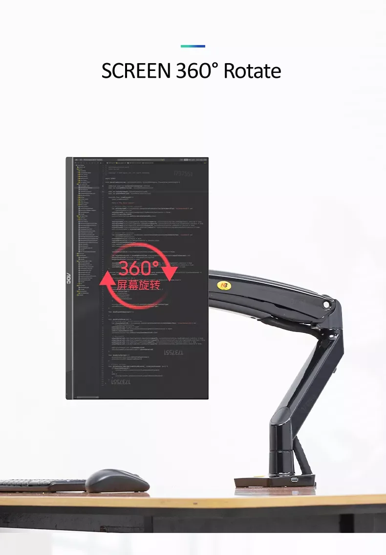 

Новинка 2023NEW F100A держатель монитора с газовой пружиной 22-35 дюймов Вращающийся на 360 градусов Поворотный кронштейн для настольного монитора ...