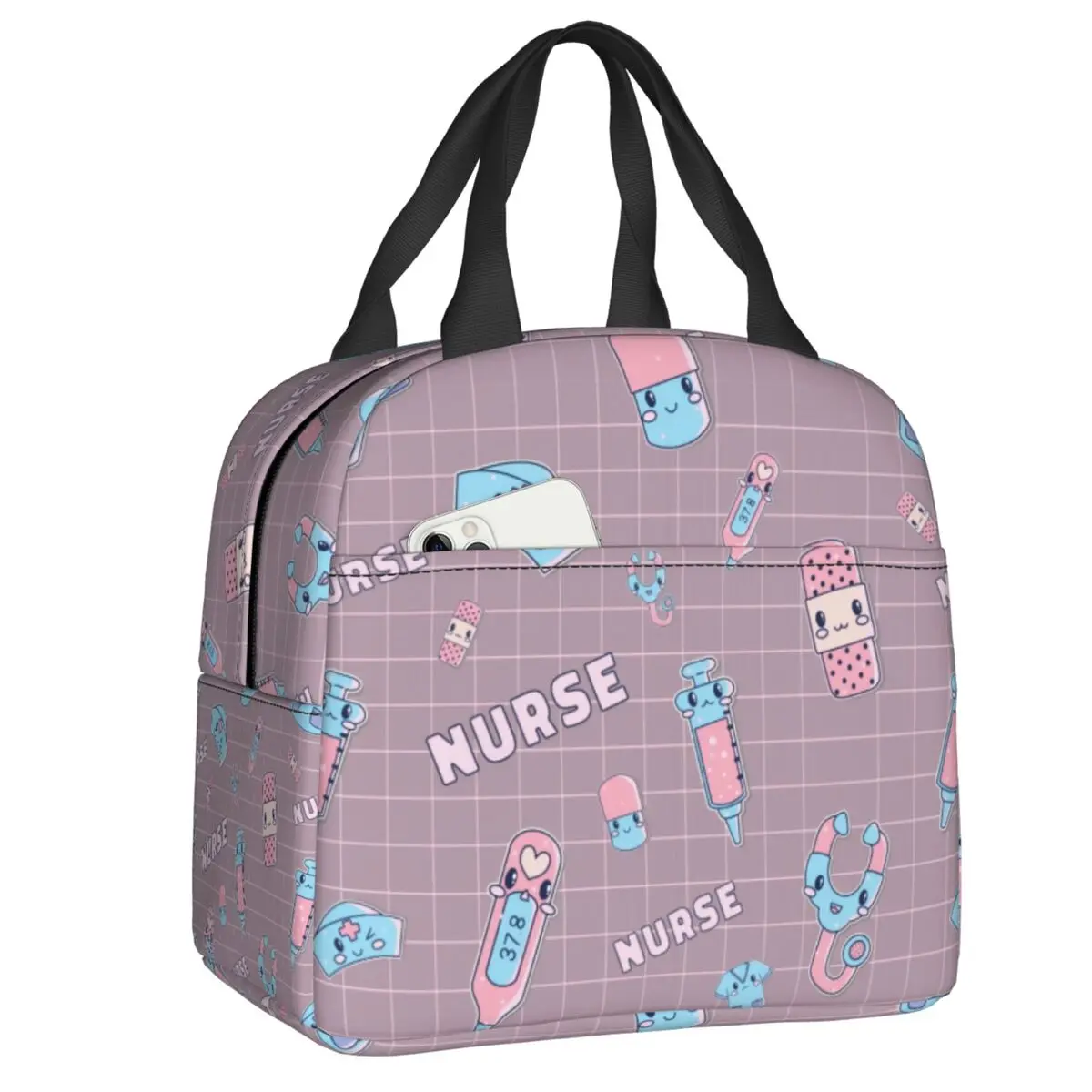 

Kawaii Hospital Medical Pattern Lunch Box Women Leakproof Nurses Nursing Cooler Thermal Food Insulated Lunch Bag Office Work
