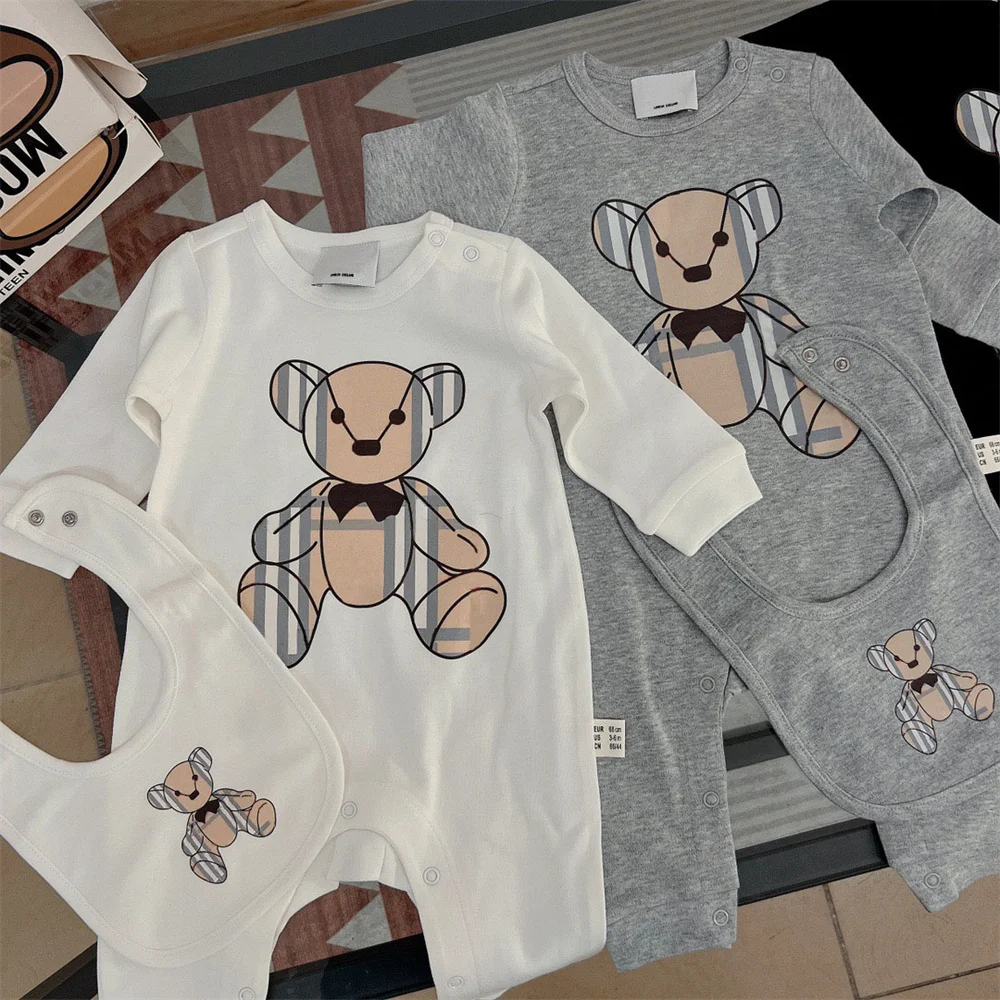 

2 шт./комплект, детский хлопковый боди с длинным рукавом и нагрудником