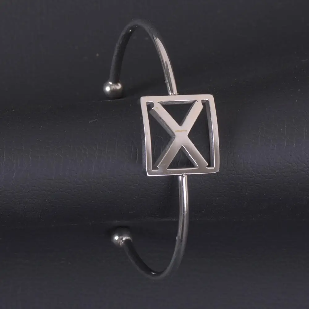 

New Arrive X Letter Stainless Steel Silver Color Name Bangle