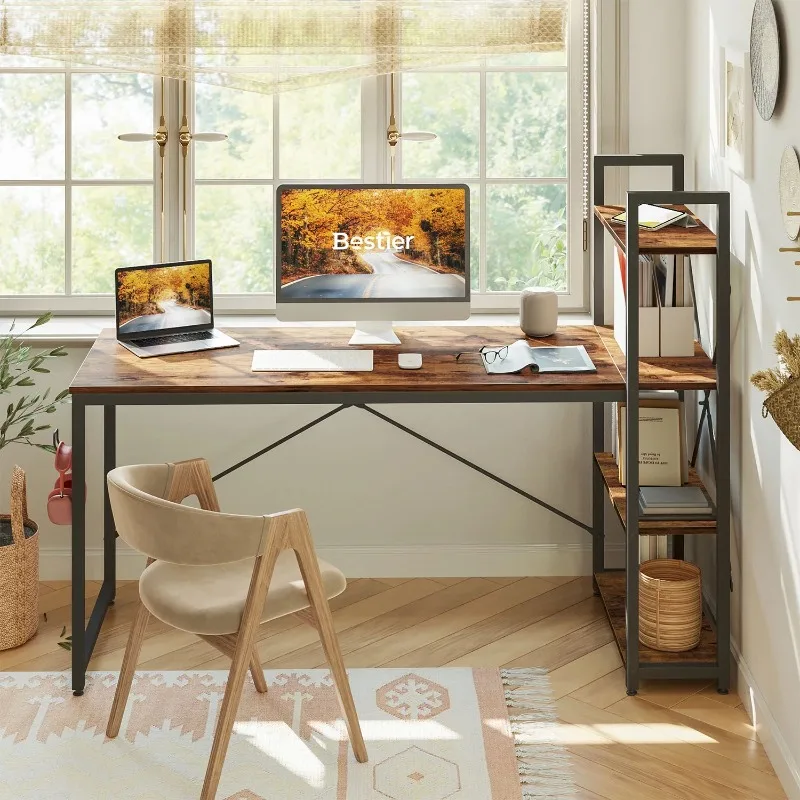 

56'' Computer Desk with Shelves for Home Office