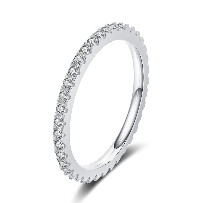 

925 Sterling Silver Ring Women Full Circle Moissanite Ring For Girls Cut Cocktail Party Jewelry Row Rings