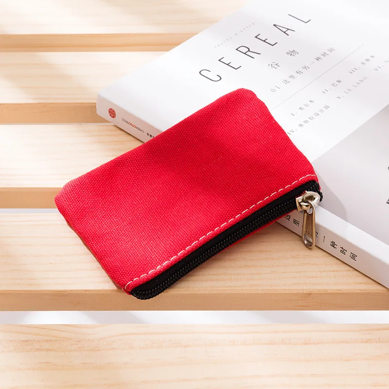 Solid Color DIY Canvas Coin Purse Zipper Mini Coin Key Bag Money Pocket Women Men Simple Coin Purse Small Wallet Kid Gift Pouch