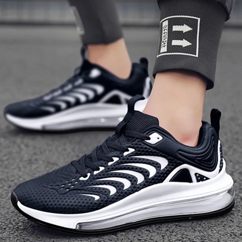 Air Cushion Men's Shoes 2022 Summer New Breathable Low-top Lace-up Running Shoes Mesh Shallow Mouth Men's Casual Sports Shoes