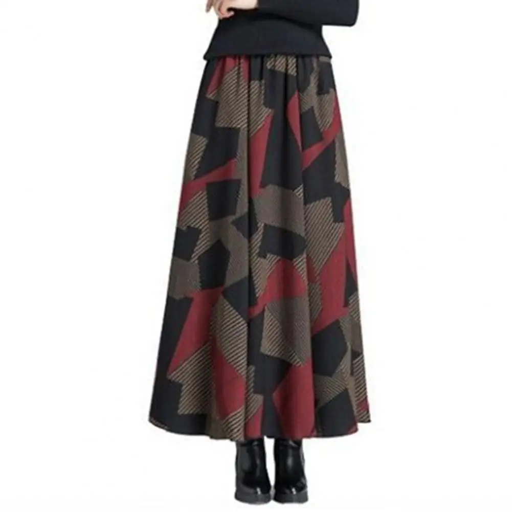 Юбка свободного кроя с принтом Элегантная макси-юбка в стиле ретро рюшами и