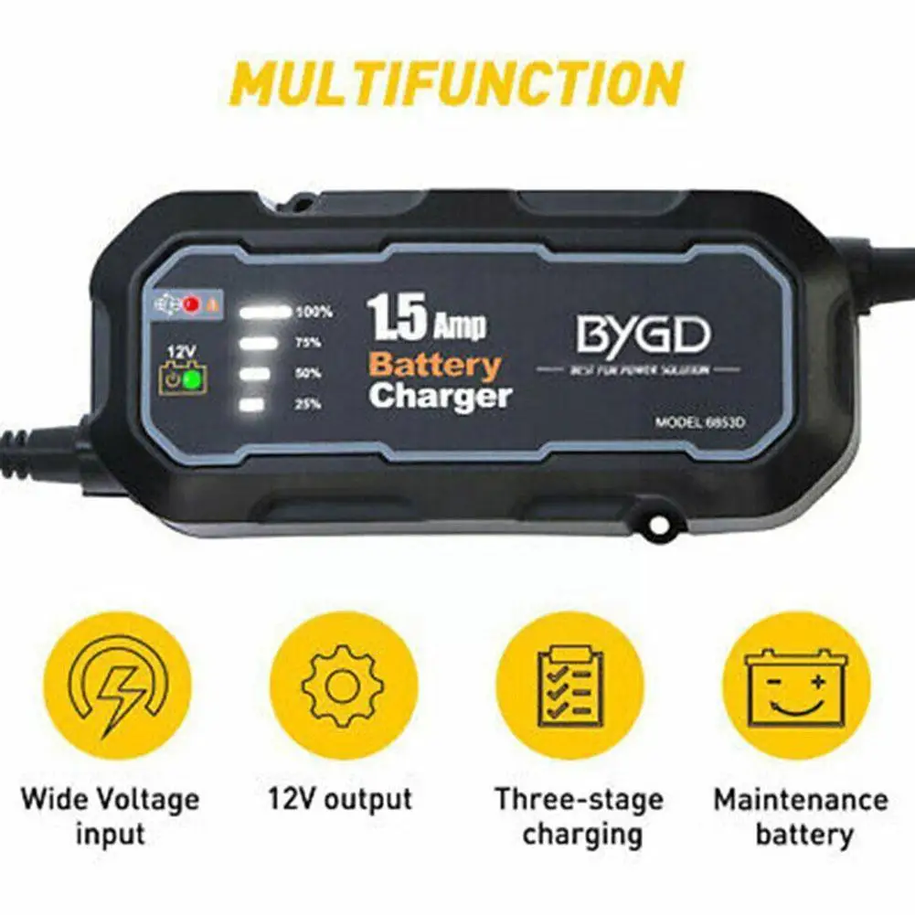 

1.5A Auto And Motorcycle Battery Charger Waterproof 12V Automatic Battery Charging Tool For Car Motorcycle Trickle Charger L6Z5