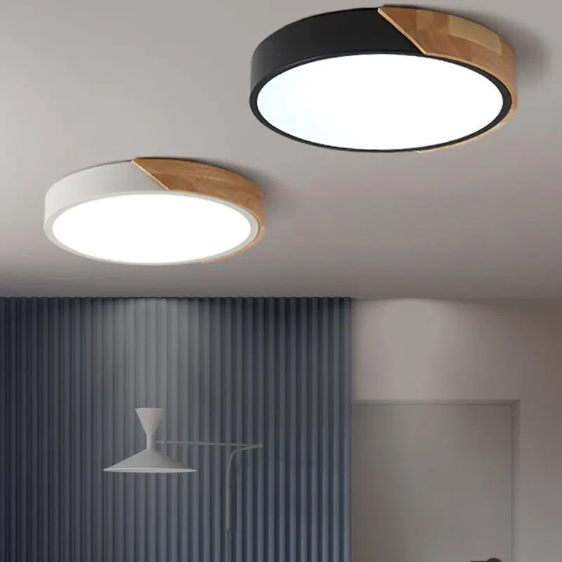 

2023 Premium LED lighting for living room ceiling light living room bedroom light wooden frame ceiling lamp corridor balcony