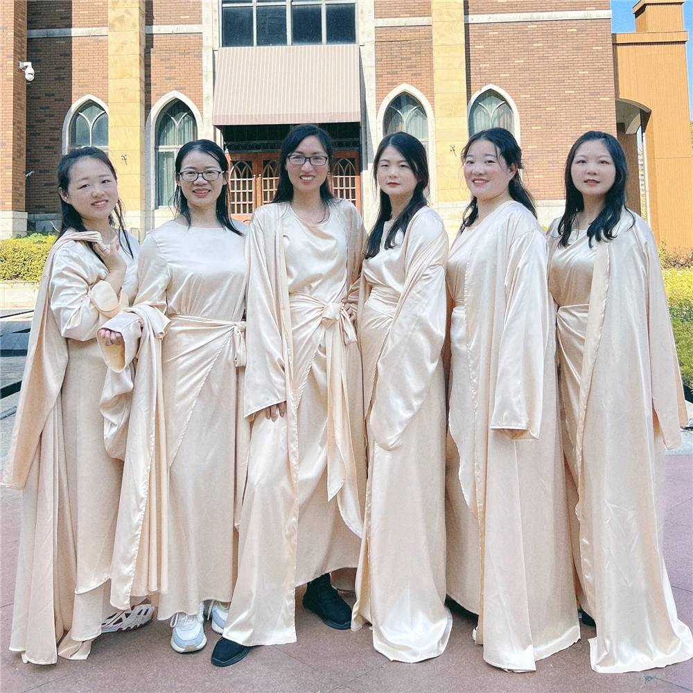 Ид Дубай костюм из трех предметов мусульманские атласные халаты кимоно с