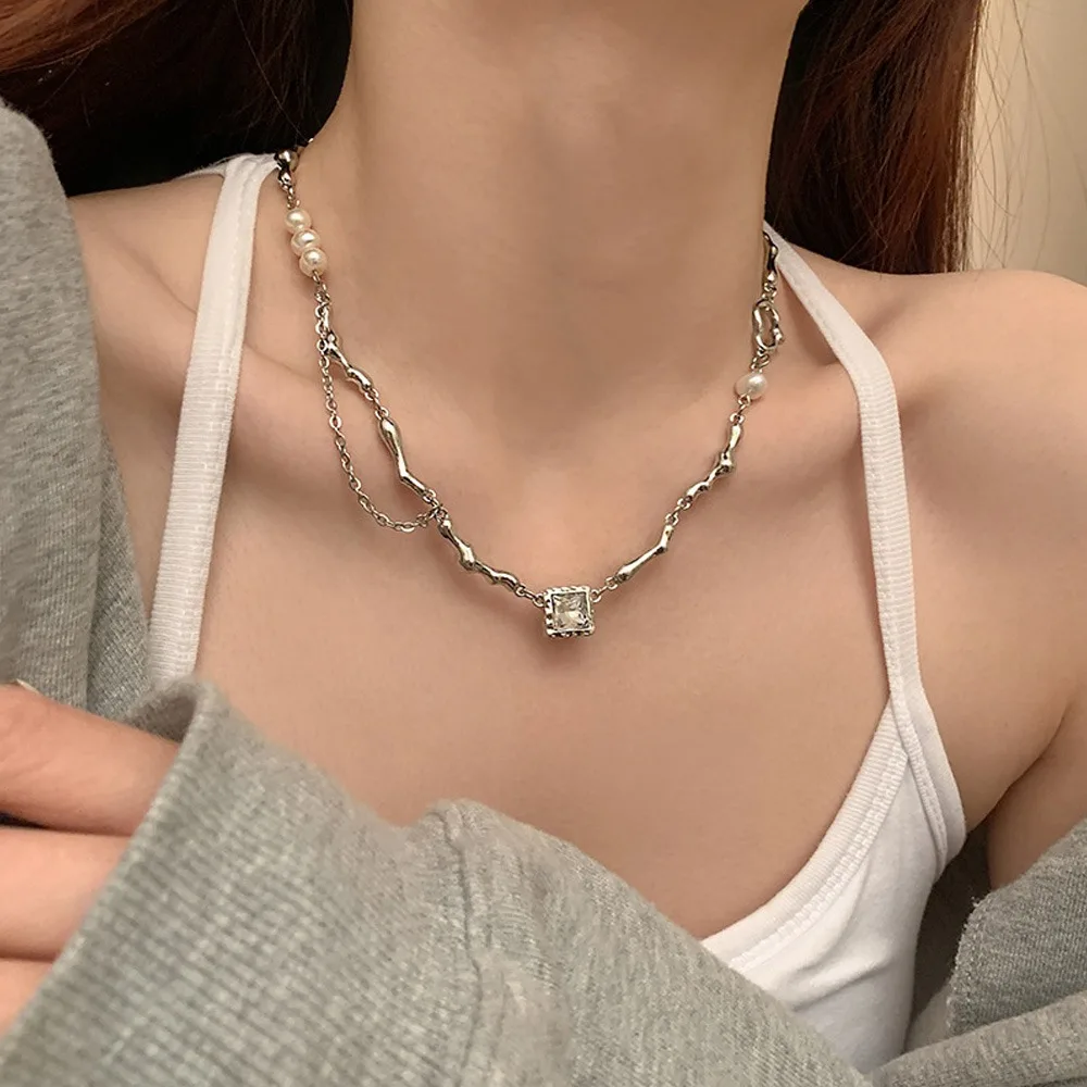 Trendy Heart Shaped Pendant Necklace Chain Shiny Women Temperament Jewelry Choker Necklace Wedding Jewelry Gifts