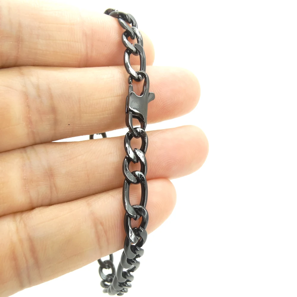 Браслет Figaro Bnagle из нержавеющей стали для мужчин и женщин Классическая цепь