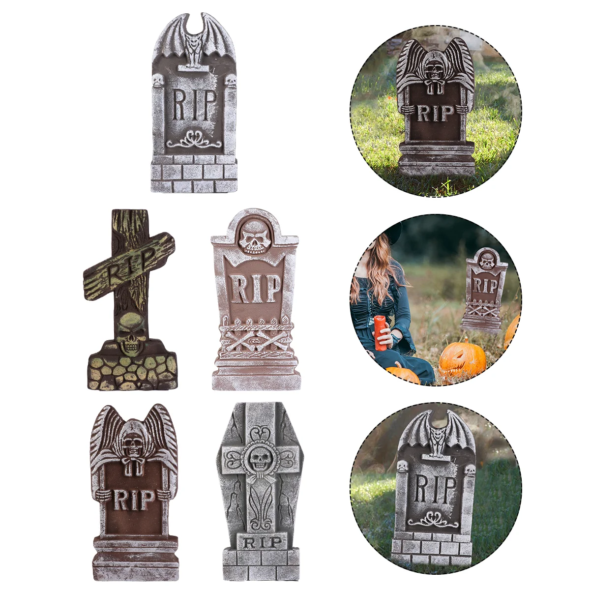 

Tombstone Decorationstombstones Yard Decor Haunted House Scary Props Decoration Fake Outdoor Lawn Gravestone Rip Sign Stakes