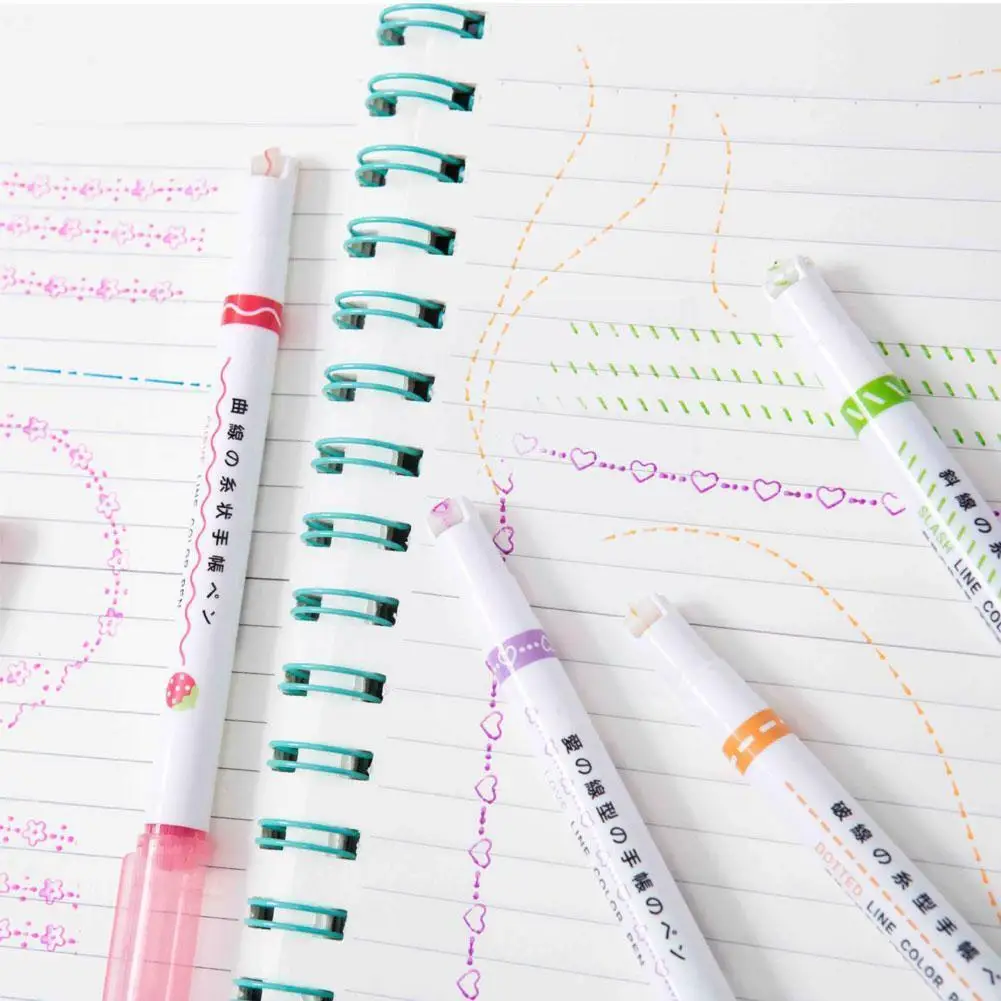 

Quick-drying Color Curve Highlighter Cute Pattern Hand Side Drawing Student Marker Account Supplies Highlighter Pe Y8k6