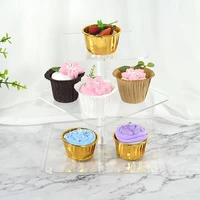 3 layer acrylic cake stand birthday party wedding cake decoration diy pastry dessert display stand square cake decorating tools