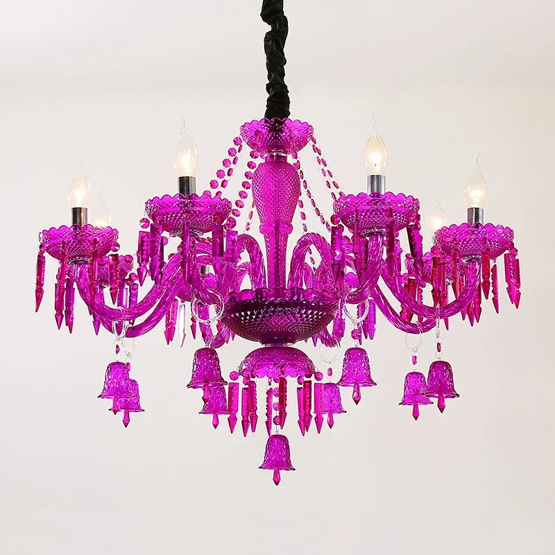 ALBERT Европейский стиль Хрустальный подвесной светильник Фиолетовая лампа-свеча