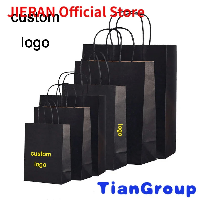 

Manufacturer Custom Personalized Printed Logo White Cardboard Shopping Gift Black Paper Bag Paper Bags with your own logo kraft