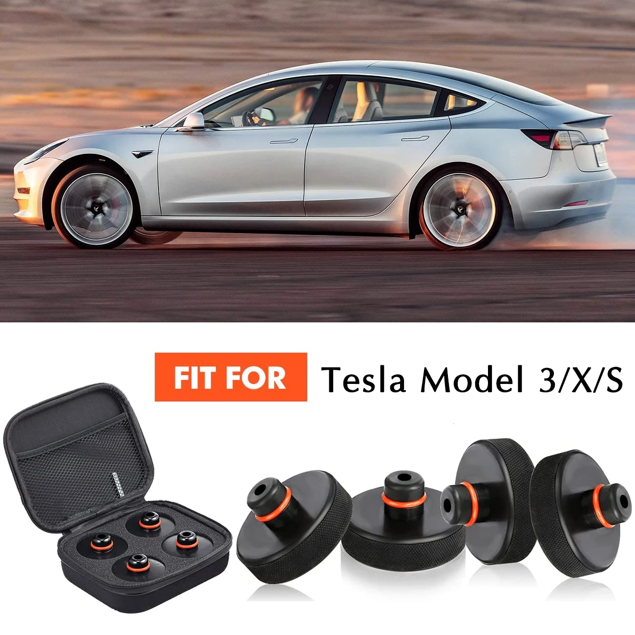 

4Pcs Lifting Jack Pad Adapter for Tesla Model 3/S/Y Car Damping Rubber Pads With Storage Bag Protect Auto Chassis Accessories