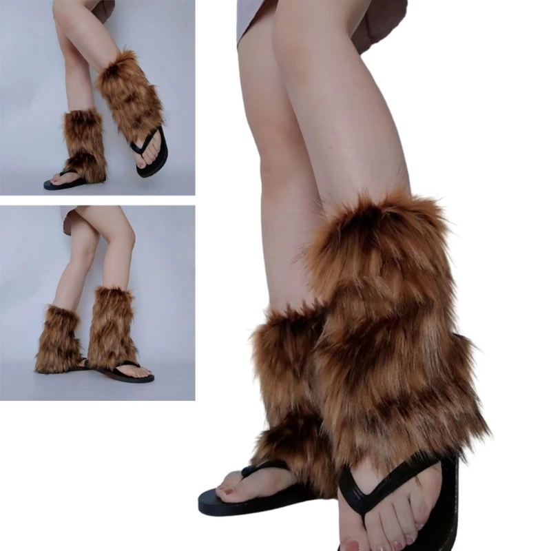 

Y2K Faux Furs Leg Warmers Subculture Winter Warm Furs Boot Cuffs Covers,Cozy,Christmas,Halloween,Party, Cosplay Costume