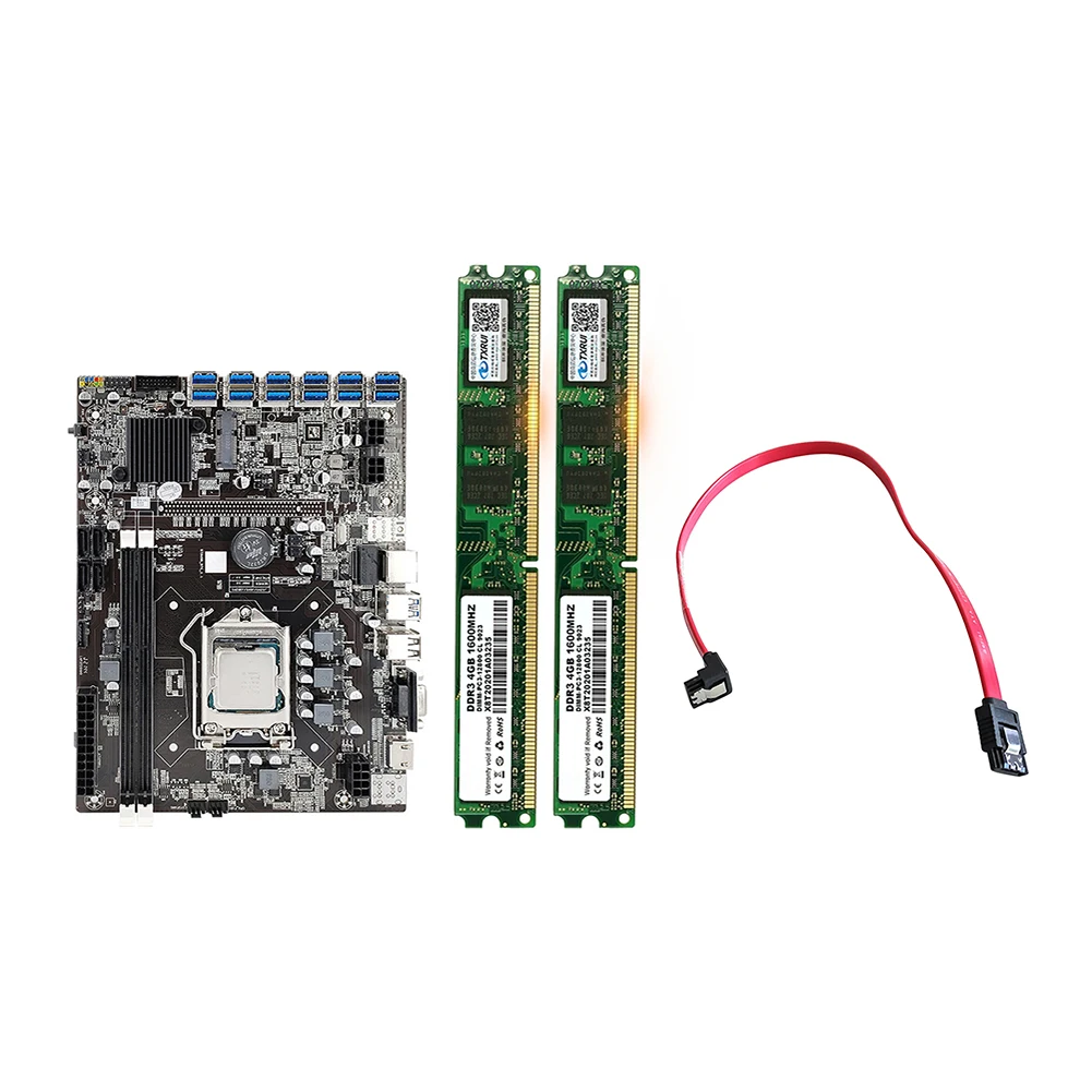 

New B75 USB-BTC Miner Motherboard with 2xDDR3 4G Memory Stick PC Motherboard With G540 CPU LGA1155 MSATA Support