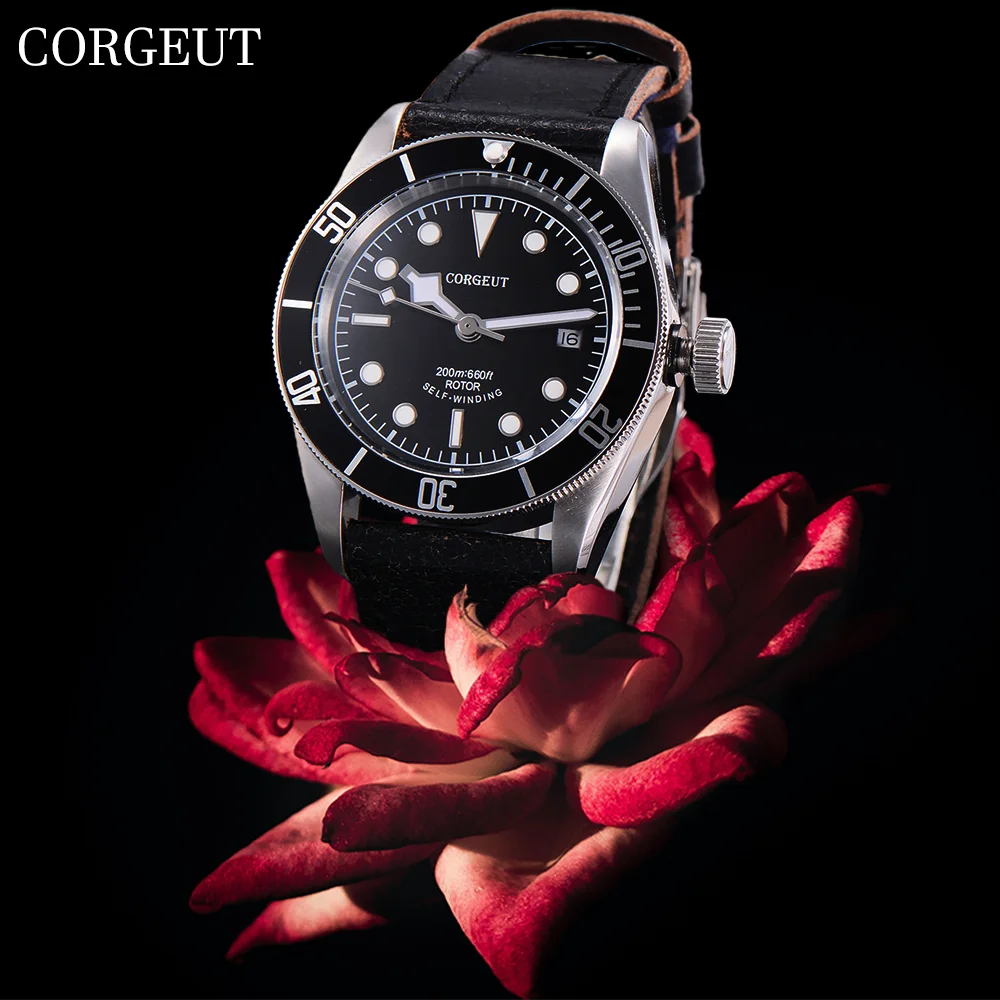 

CORGEUT Fashion 41mm Premium Luxury Pilot Men's Watch Sapphire Glass Automatic Mechanical Multitime Zone Date Watch for Man Gift