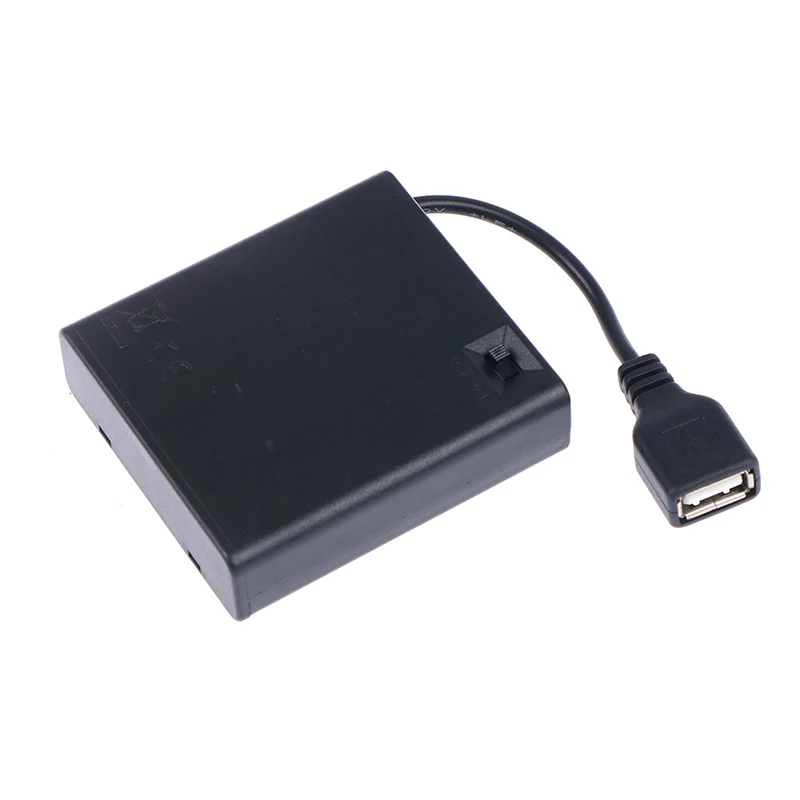 

1pc 4 X AA USB Battery Box for 5V LED Strip Lights USB Mini Power Supply
