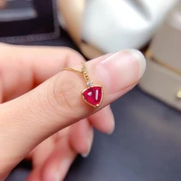 meibapj natural ruby fashion love heart pendant necklace genuine 925 silver red stone fine wedding jewelry for women