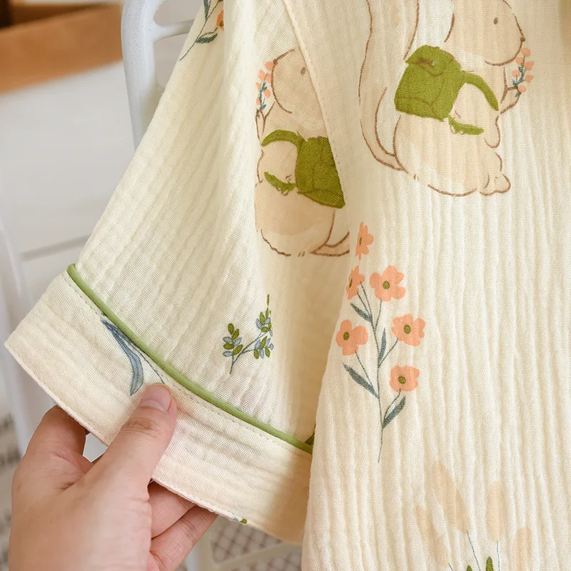 Pajamas Women's Summer New Style Cotton Short-sleeved Shorts Large Size Can Be Worn Outside Home Service Suit Soft Loungewear