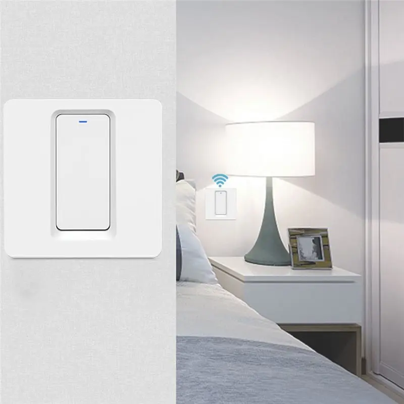 Фото Умный выключатель YWDZ-1 Way Tuya Wifi для умного дома (ЕС/Великобритания), требуется нейтральный провод, настенные кнопочные выключатели с LED-индикатором, управление через приложение №5