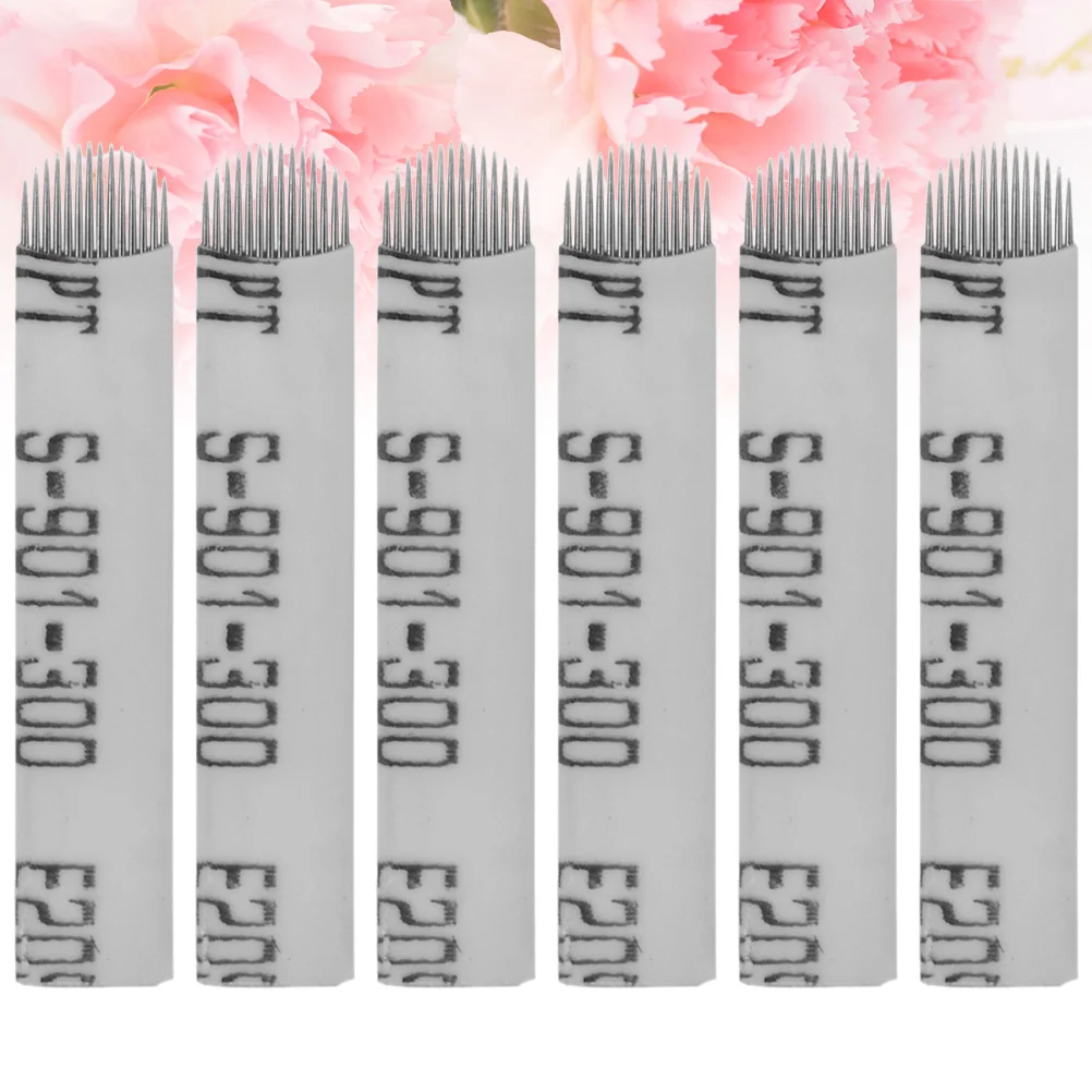 

50pcs Blades U-shaped 14 Eyebrow Needle Make-up Blades Microblading Pen (White)