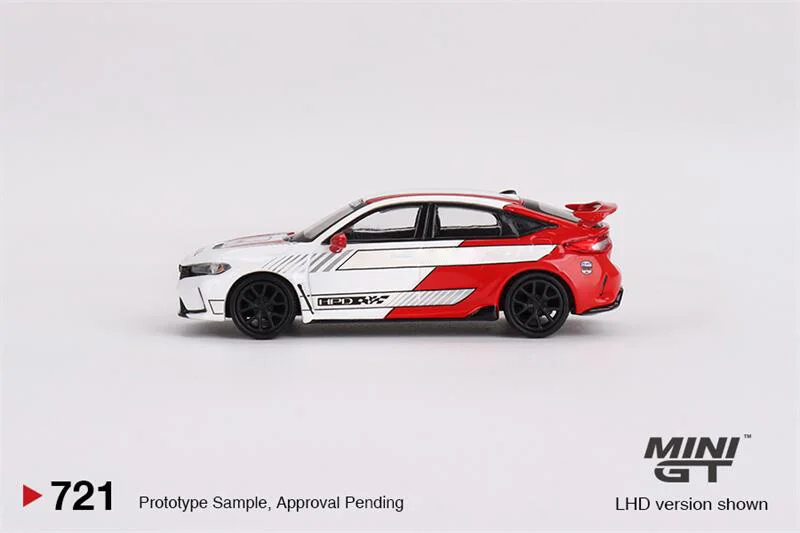 Мини GT 1:64 Civic Тип R #2 2023 Pace автомобиль Белый литая модель автомобиля