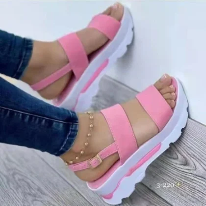 

Women Sandals 2022 New Heels Woman Platform Wedges Shoes Ladies Summer Sandals Buckle Non-slip Beach Sandals Plus Size 35~43