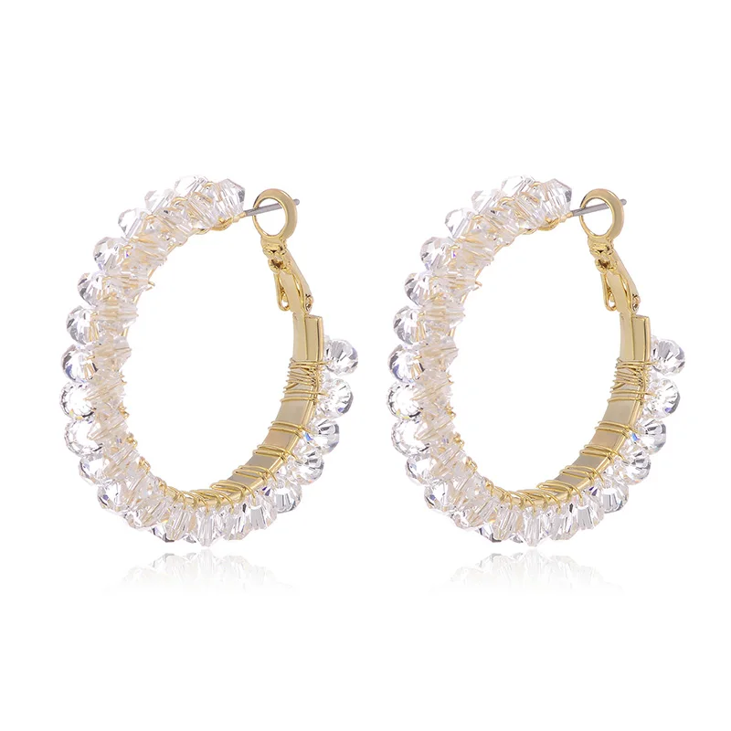

Glass Beads Hoop Earrings For Women New Copper Circle Female Earring Fashion Party Jewelry boucle d'oreille femme 2023