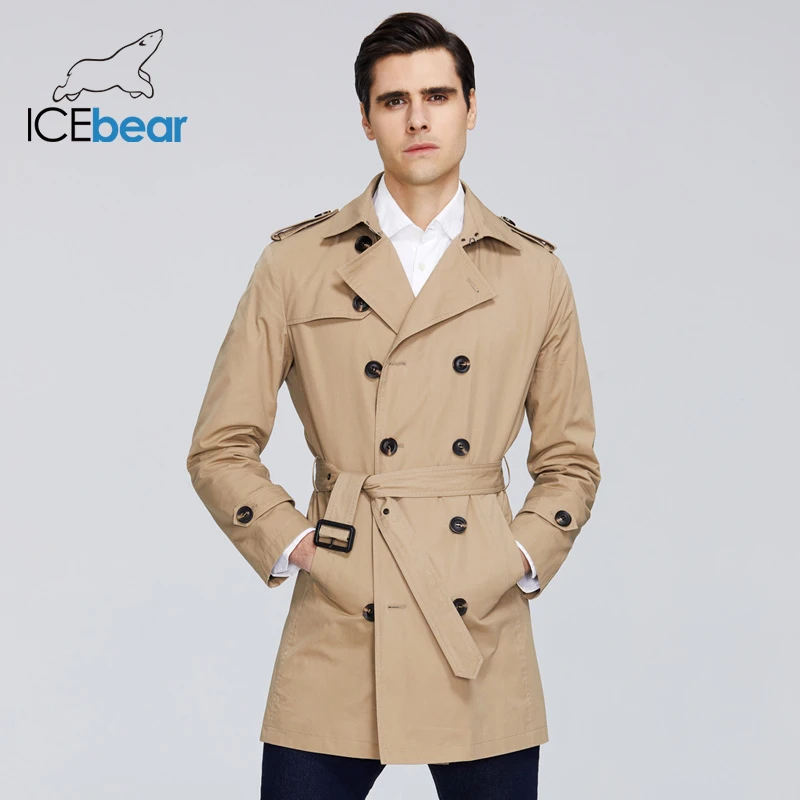 ICEbear 2021 Новый мужской тренч высококачественные мужские ветровки с длинными лацканами мужская брендовая одежда MWF20709D