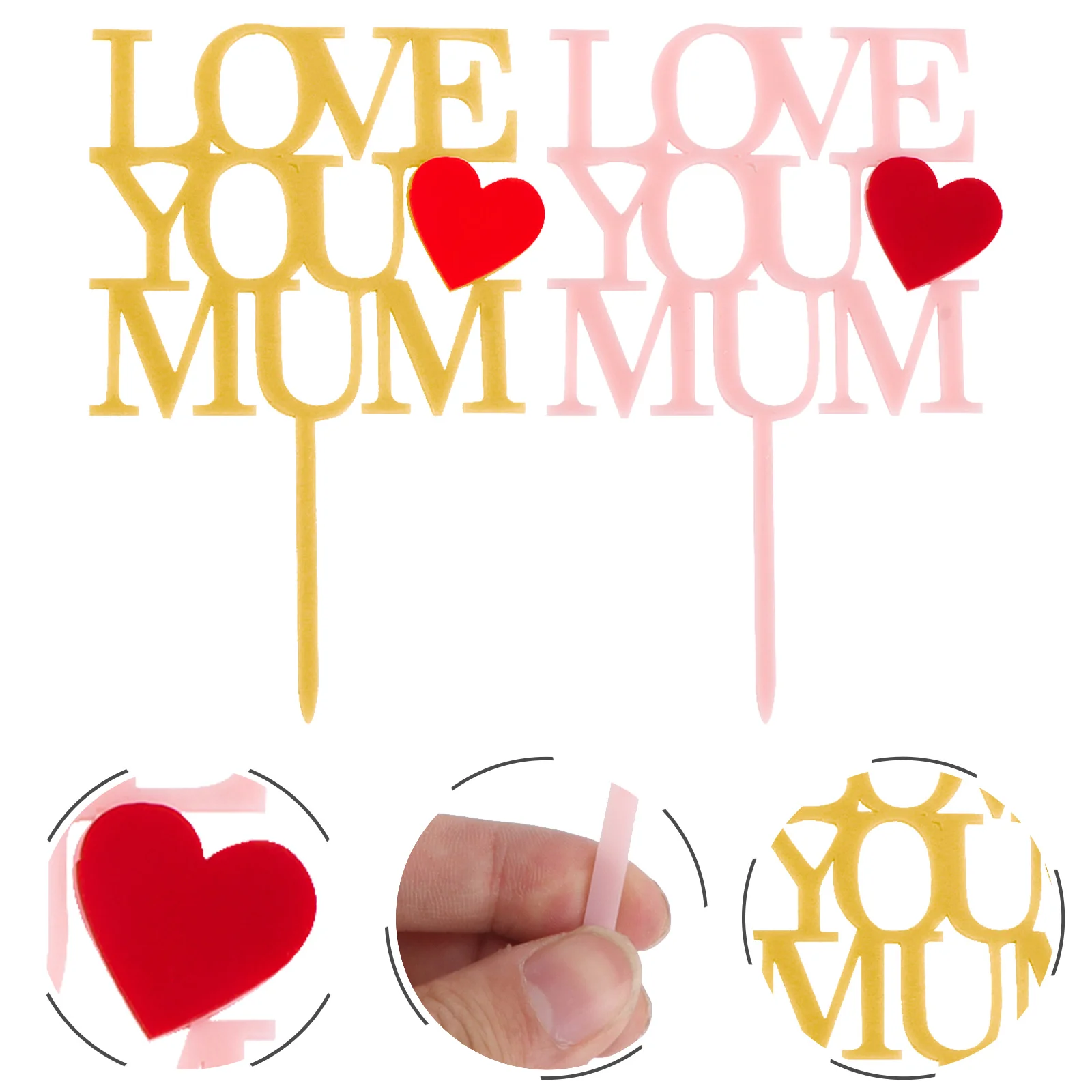 

4Pcs Mother's Day Cake Decor Decorative Cake Inserts Cake Accessory for Party
