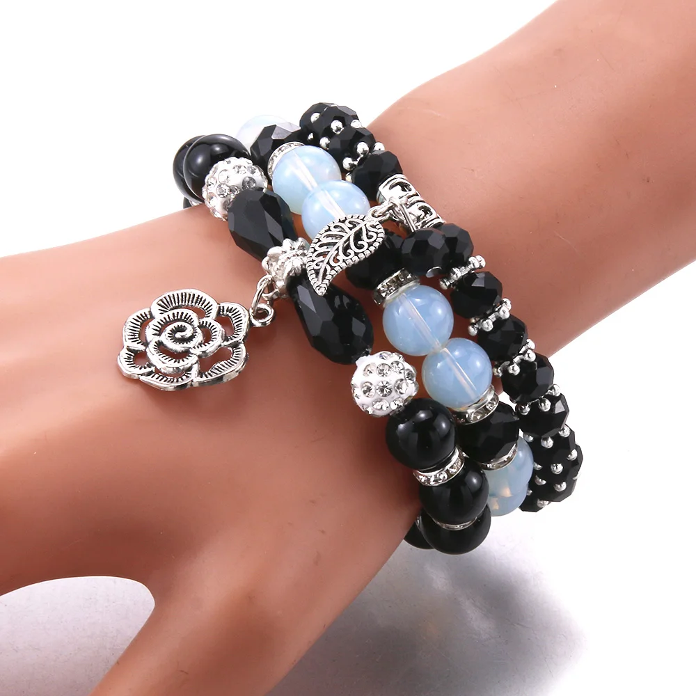 3 шт. женский эластичный браслет с бусинами |