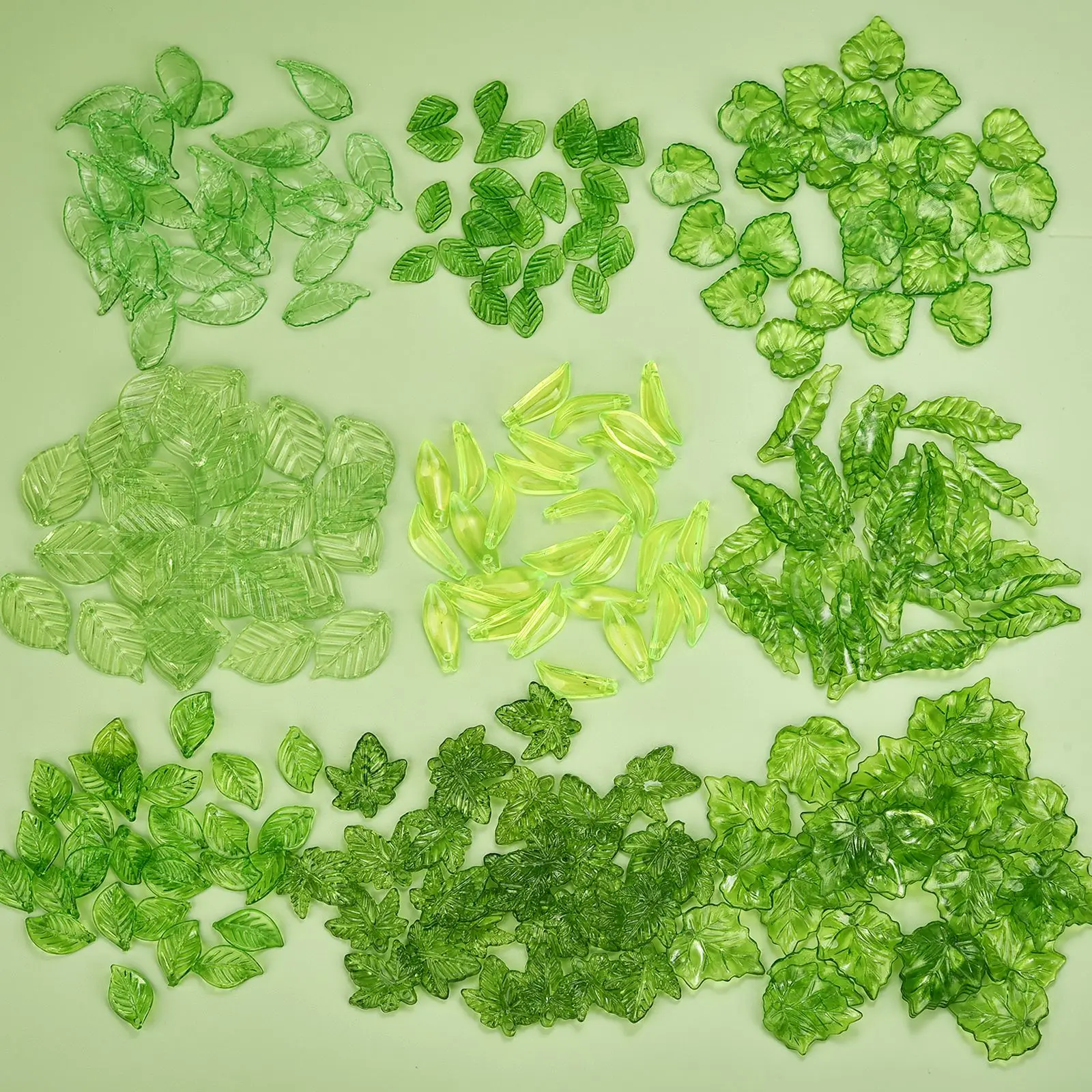 

30pcs/50pcs Mixed Green Leaves Acrylic Pendants Various Spacer Charms Beads For Jewelry Making DIY Necklace Bracelet Earring