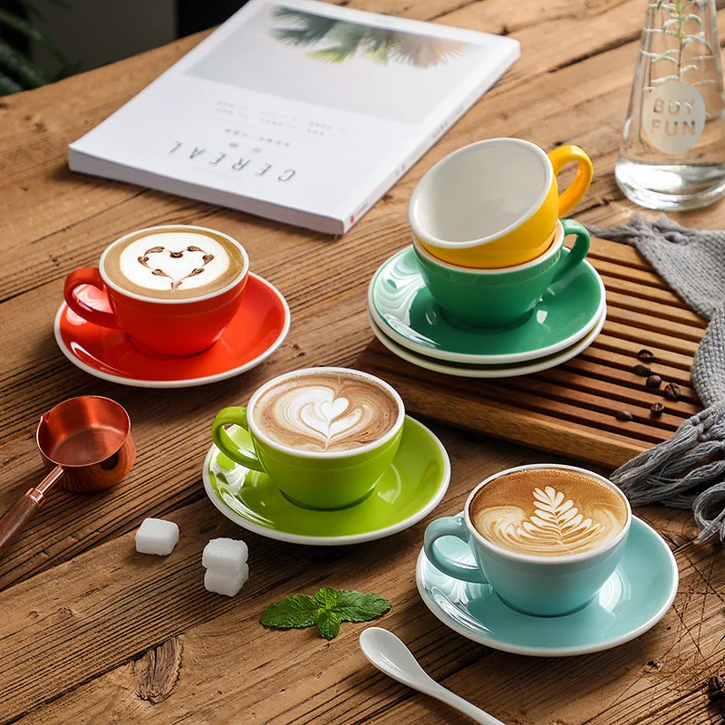 

European Luxury Ceramic Coffee Cup Italian Cappuccino Latte Cup Design Colourful Coffee Set 150ml
