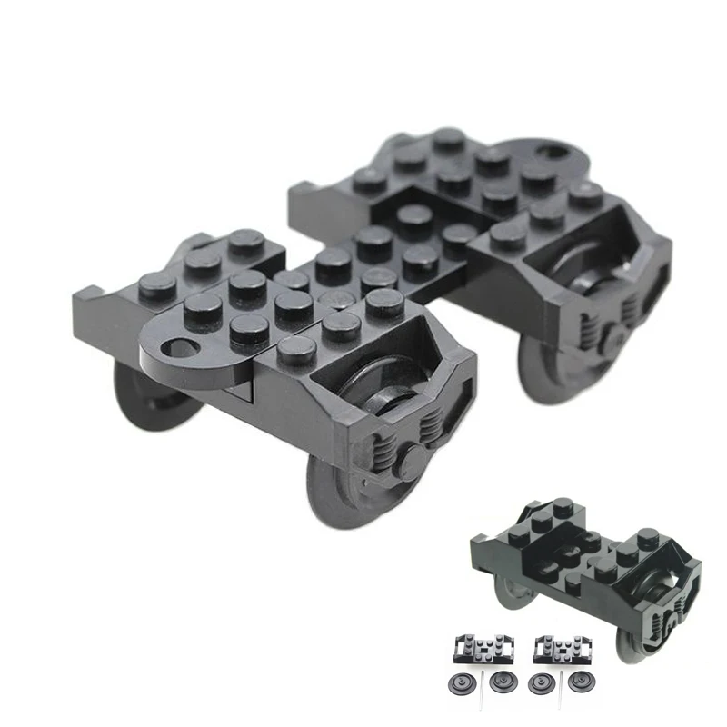 

2 набора, держатель поезда MOC + колеса + Искусственные детали, игрушка-конструктор, совместимая с высокотехнологичным поездом 2878 57051 57878 74784