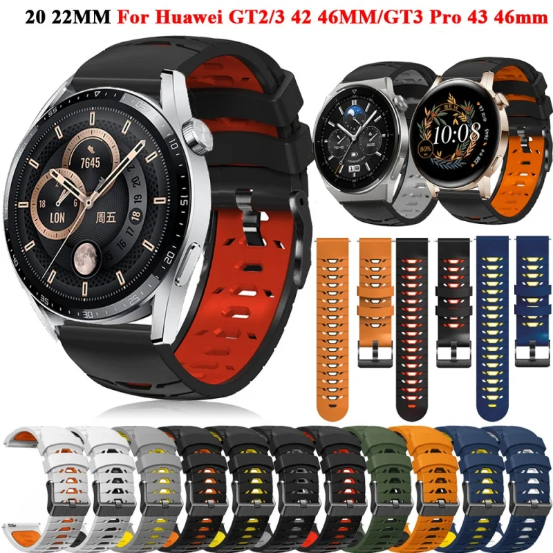 

Ремешок силиконовый для смарт-часов Huawei Watch GT3 GT 3 42 46 мм, браслет для наручных часов GT2 GT3 Pro 43 46 мм, 20 22 мм