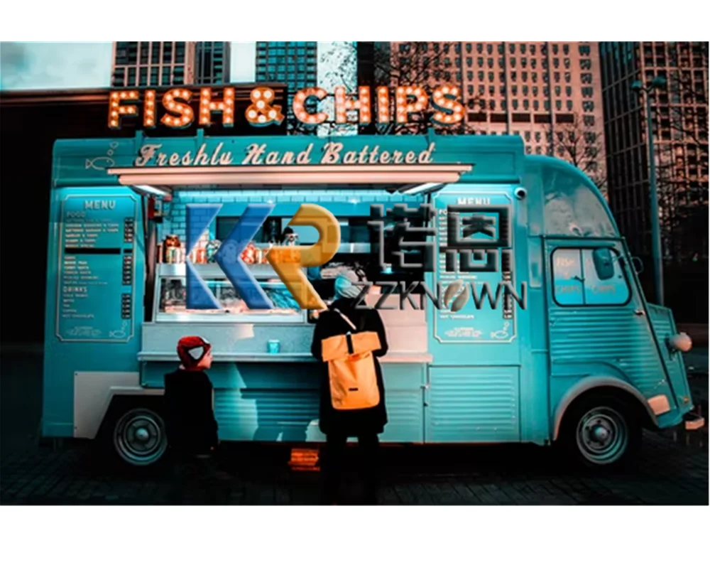

Stainless Steel Bus Deep Fryer Fast Food Trucks Street Mobile Trailer with Full Kitchen Equipments
