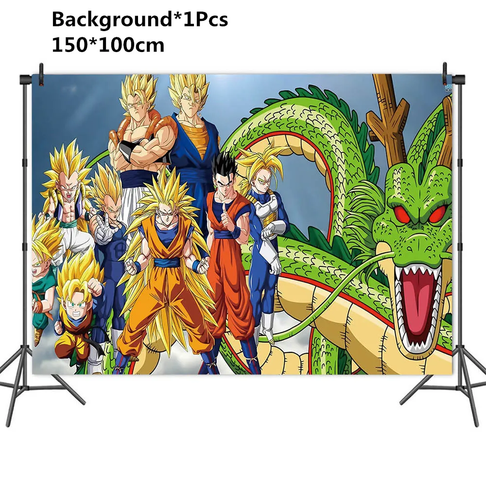 100*150cm Dragon Ball Z Photography Backdrop Boys Happy Birthday Party Decorations Vinyl Kid Photo Studio Props Background Cloth images - 6