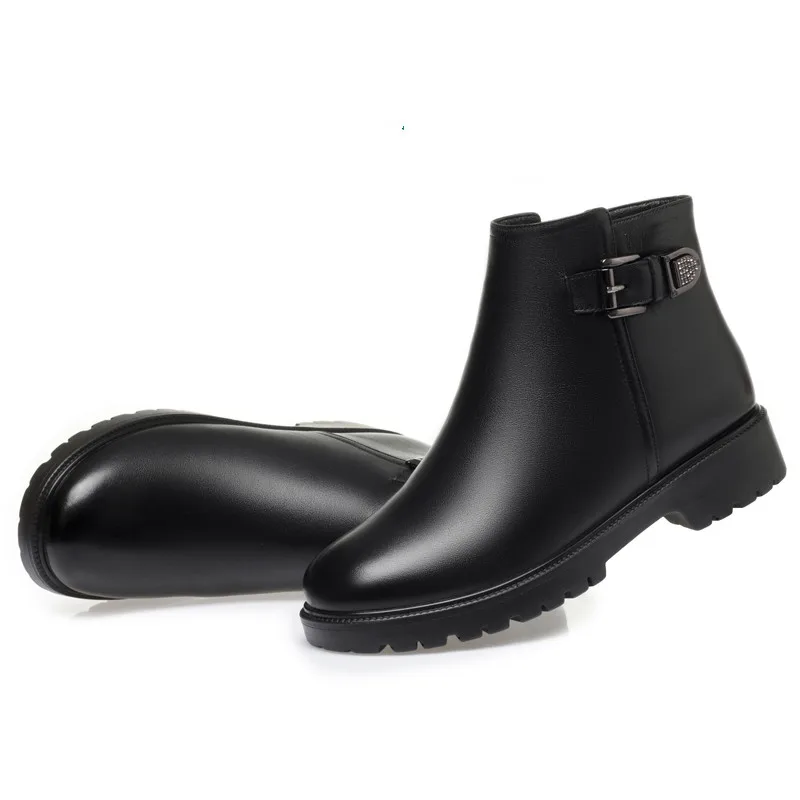 Winter Genuine Leather Women Boots Ankle Boots Keep Warm Wool Snow Boots Non-slip Shoes Mother Soft Comfortable Low Heels Shoes