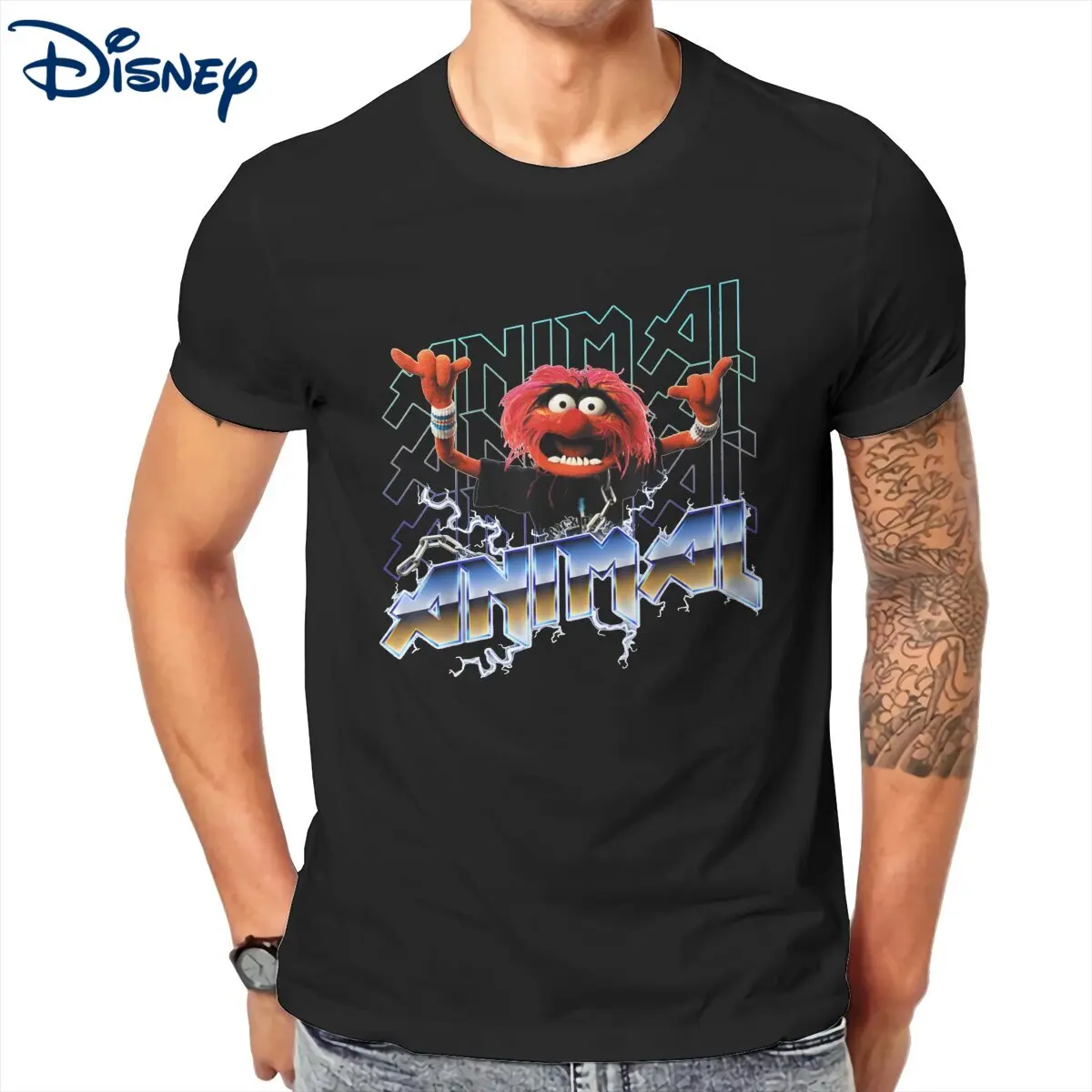 

Футболка мужская с коротким рукавом, круглым вырезом и принтом в виде животных