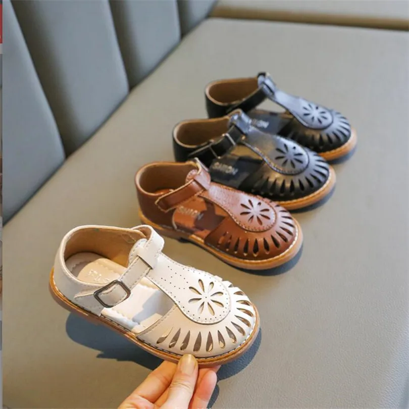 

Children Girls Sandals Summer Spring 2022 Leather Kids Sandals Girls Shoes Toddler Flat Shoes Soft Sole Baby Girl Shoes
