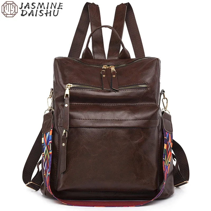 

Backpacks Retro Capacity Quality School Women's Bag Girl Multifunctional Soft High Casual New Shoulder Travel Leather Bags Large