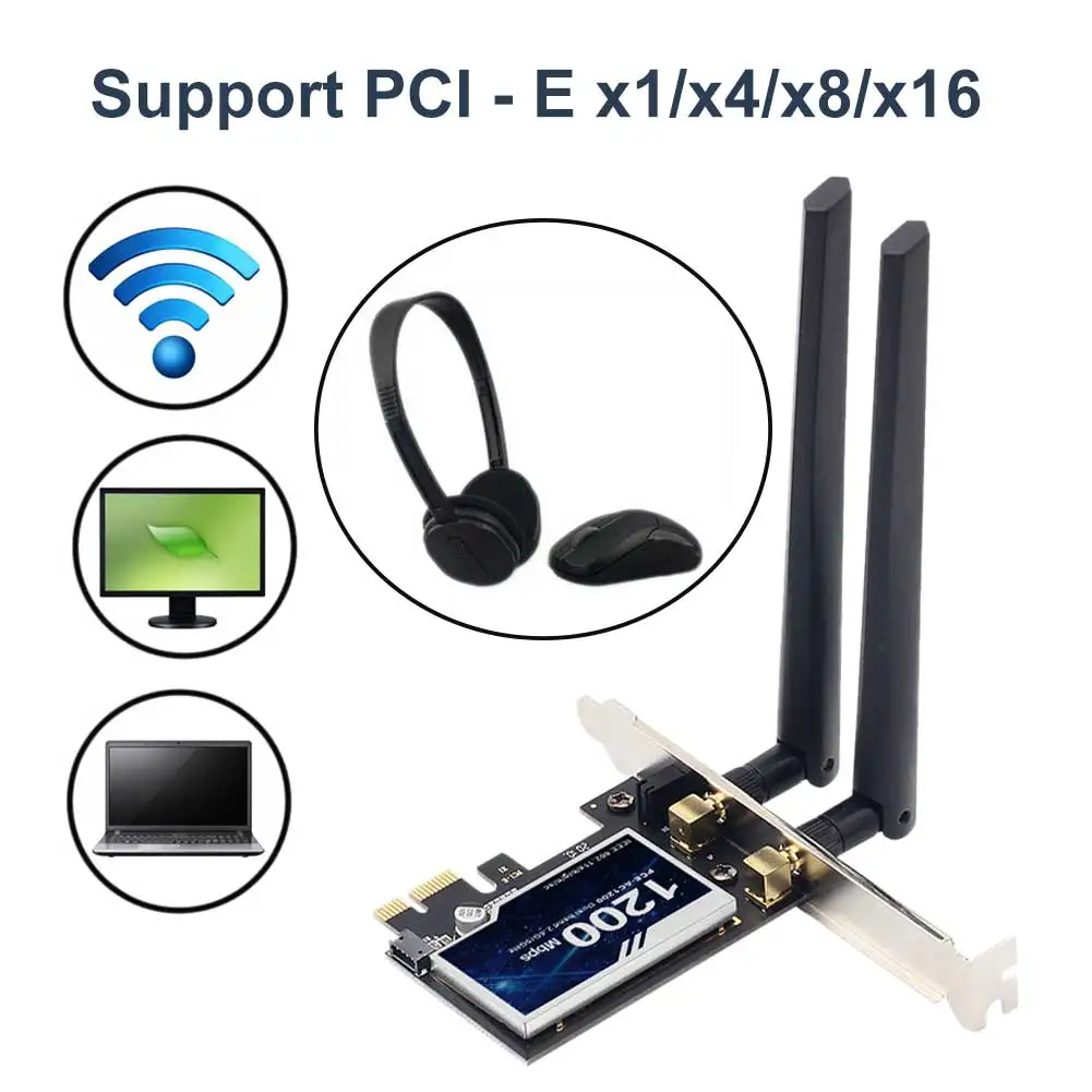 

PCI E 1200Mbps Long Range Internet Wireless High Performance WIFI Network Card Rustproof Dual Band Support For Windows 7 8 10