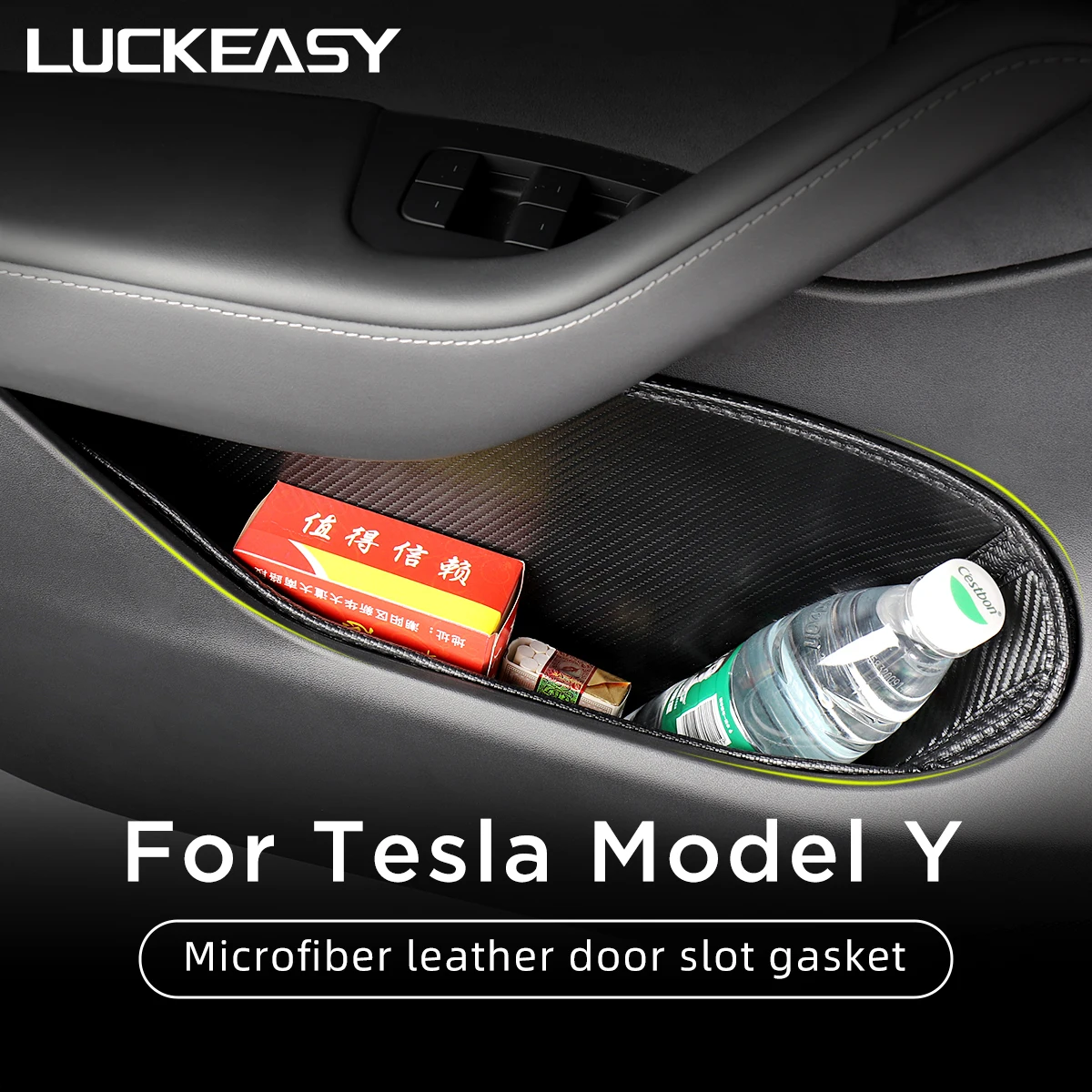 

LUCKEASY For Tesla Model Y 2020-2022 Car Interior Products Door Water Cup Storage Slot Pad Protection Door Slot Pad Accessories