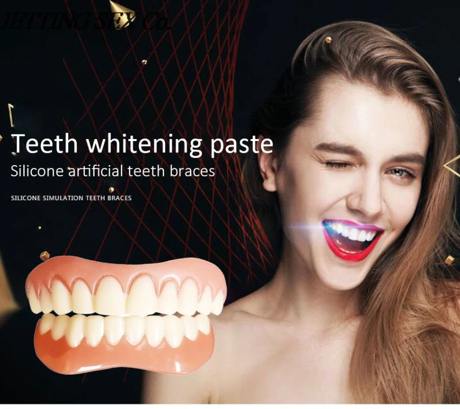2022False Teeth Silicone Upper Lower Veneers Perfect Laugh Veneers Dentures Paste Fake Teeth Braces Comfortable TeethOrthodontic