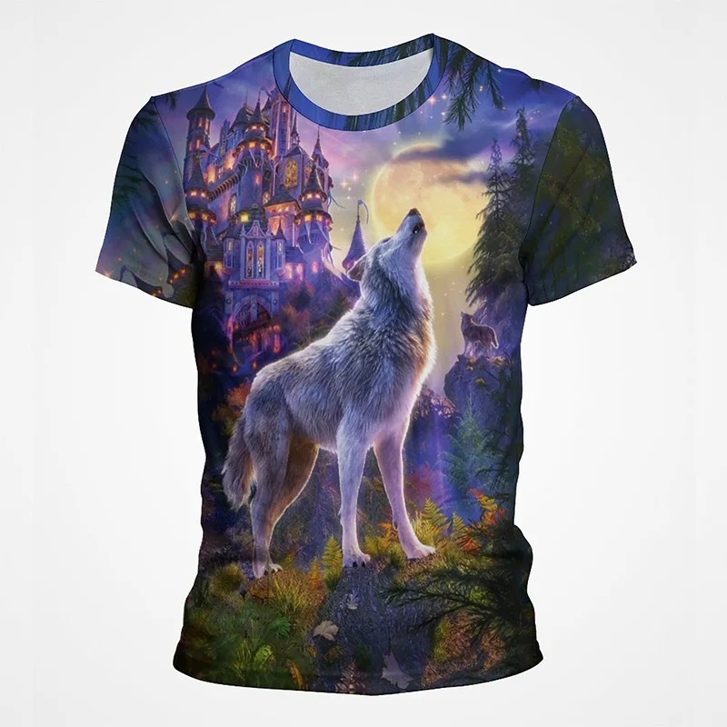 

Classical Wolf 3D Print Tees Sets Summer Men Women T Shirt Personality Tracksuit Hip Hop Streetwear 90s Vintage Clothes