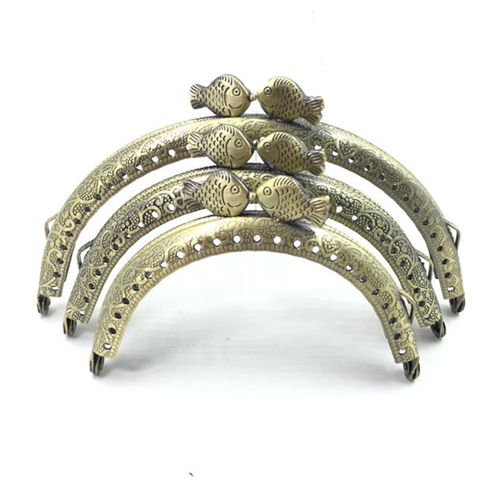 10pcs/lot 8.5cm Fish Head Metal Purse Frame Handle for Clutch Bag Accessories Delicate Making Kiss Clasp Lock Bags Vintage Frame
