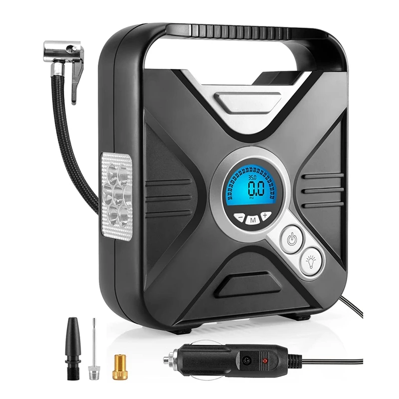 

Car Tyre Inflator 12V Electric Car Air Pump for Car Tyres Bike Tyres with Digital Tyre Pressure Gauge (Silver)